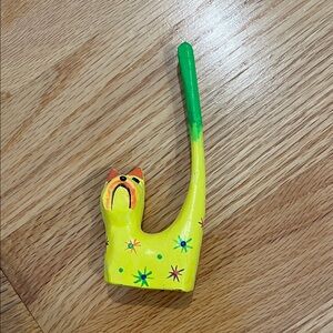 Unique Vintage Wooden Cat Ring Holder or Figurine